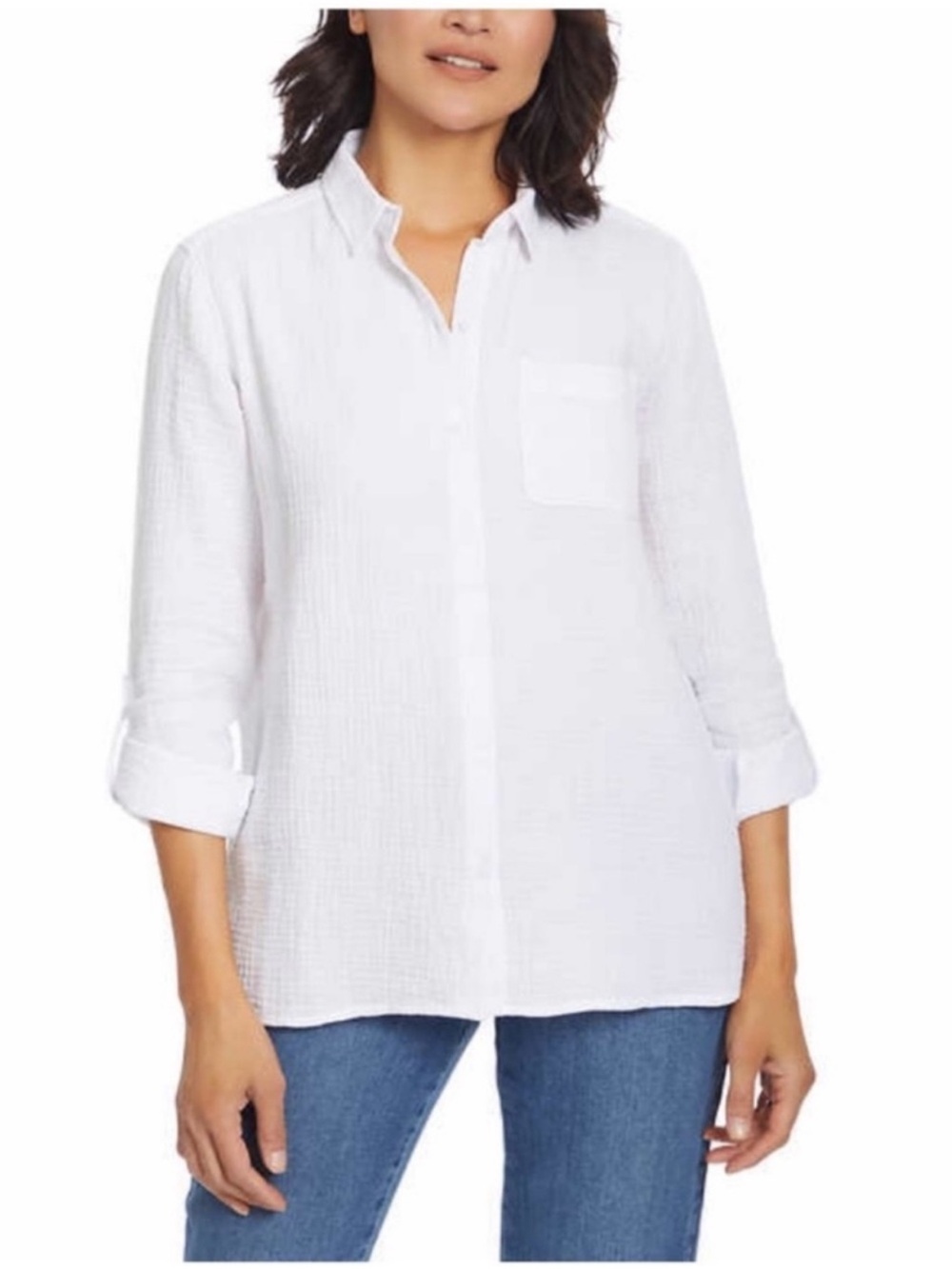 NWT Anne Klein Ladies Gauze Top WHITE size XXL cotton summer casual comfy light